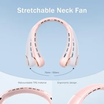 Portable Neck Fan with Cool Lights and Adjustable Speeds