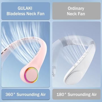Portable Neck Fan with Cool Lights and Adjustable Speeds