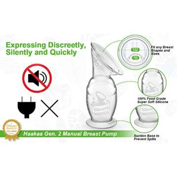 haakaa New Mum Starter Pack - Silicone Manual Breast Pump with Lid Breast Milk Collector 5oz - Flower Stopper Breastmilk Leak Catcher - Disposable Nursing Pads for Breastfeeding Mom Gift
