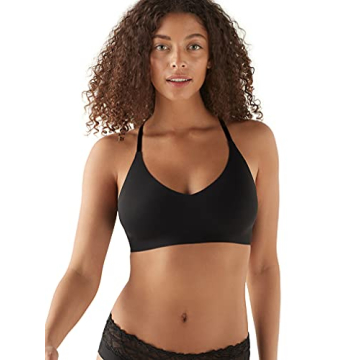 True & Co Womens Body Triangle Lace Racerback Bra, Black, M 34C-D 36A-B US