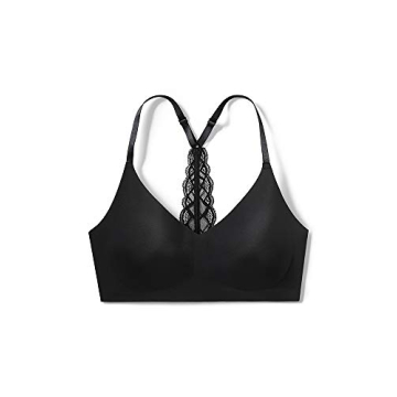 True & Co Womens Body Triangle Lace Racerback Bra, Black, M 34C-D 36A-B US