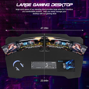 BestOffice 39” Gaming Desk Ergonomic Z-Shaped Workstation