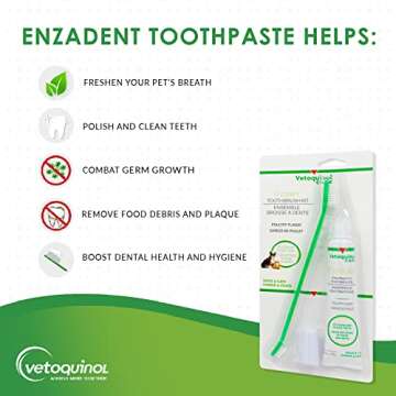 Vetoquinol Enzadent Enzymatic Toothpaste Kit + Fingerbrush & Dual-End Toothbrush for Cats & Dogs –...