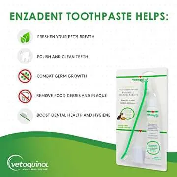 Vetoquinol Enzadent Enzymatic Toothpaste Kit + Fingerbrush & Dual-End Toothbrush for Cats & Dogs –...