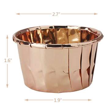 EUSOAR Gold Cupcake Cups, 1.9" x 1.6" x2.7" Disposable Muffin Liners 50pcs, Rose Gold Cupcake Baking Cups, Little Baking Cups, Ramekin Aluminum Cupcake Tip Pan Ramekin Holders