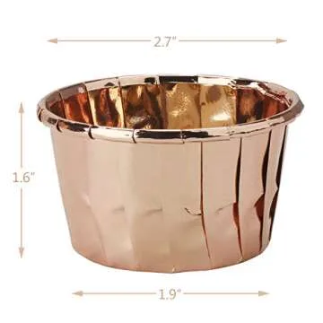 EUSOAR Gold Cupcake Cups, 1.9" x 1.6" x2.7" Disposable Muffin Liners 50pcs, Rose Gold Cupcake Baking Cups, Little Baking Cups, Ramekin Aluminum Cupcake Tip Pan Ramekin Holders