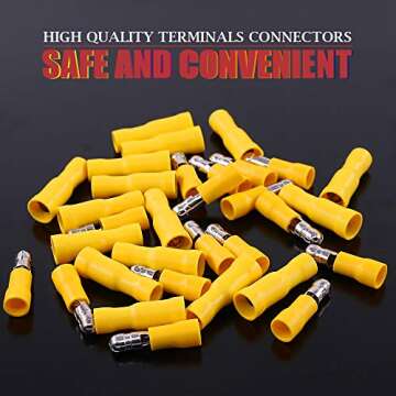 Hilitchi 50Pairs Insulated Male Female Bullet Quick Splice Wire Terminals Wire Crimp Connectors (Yellow, 12-10 Gauge)