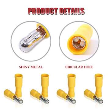 Hilitchi 50Pairs Insulated Male Female Bullet Quick Splice Wire Terminals Wire Crimp Connectors (Yellow, 12-10 Gauge)