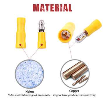 Hilitchi 50Pairs Insulated Male Female Bullet Quick Splice Wire Terminals Wire Crimp Connectors (Yellow, 12-10 Gauge)