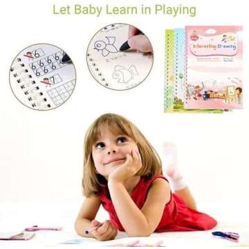 Magical Handwriting Workbooks Handwriting Practice Copybook, Handwriting Aid Magic Pen Reusable Copybook Grooves Template Design for Children Books Suitable for Children's Learning 4