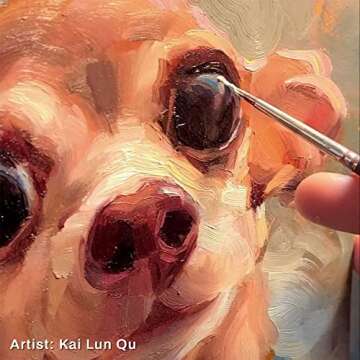 Trekell Synthetic Oil Paint Brushes Set - Professional Detail, Round & Fine Tip Paint Brush - Oil Painting Supplies - Beginner Artists Painting Supplies - Oil Painting Set - (6, 10 & 6 in. Handles)