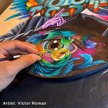 Trekell Synthetic Oil Paint Brushes Set - Professional Detail, Round & Fine Tip Paint Brush - Oil Painting Supplies - Beginner Artists Painting Supplies - Oil Painting Set - (6, 10 & 6 in. Handles)