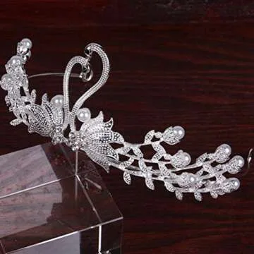 Beaupretty Crystal Swan Crown Tiara for Wedding Parties