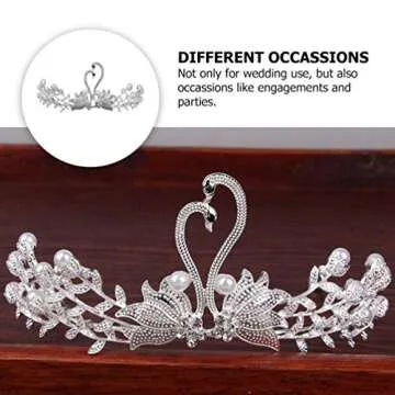 Beaupretty Crystal Swan Crown Tiara for Wedding Parties