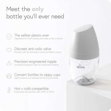 BuubiBottle Max Slow Flow Bottle for Newborn Babies by Quark - with Anti-Colic RealFeel Nipple to Si...