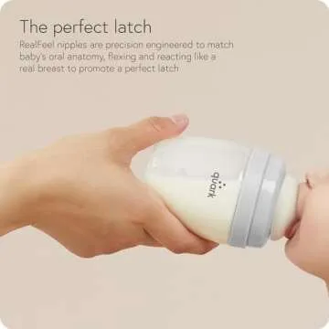 BuubiBottle Max Slow Flow Bottle for Newborn Babies by Quark - with Anti-Colic RealFeel Nipple to Simulate Breastfeeding - BPA-Free, PVC-Free, Toxin-Free - 8 Oz Bottle with Lid, 2 Pack - Gray