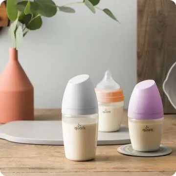 BuubiBottle Max Slow Flow Bottle for Newborn Babies by Quark - with Anti-Colic RealFeel Nipple to Simulate Breastfeeding - BPA-Free, PVC-Free, Toxin-Free - 8 Oz Bottle with Lid, 2 Pack - Gray