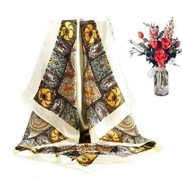 CHLINS 35" Satin Square Hair Scarf Bandanas - 3Pcs Large Silk Head Scarves Lightweight Satin Hair Kerchief Sleeping Hair Wraps for Women (Blue+Black+Beige)