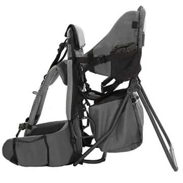 ClevrPlus Cross Country Baby Backpack Carrier, Grey, Toddler Hiking Backpack with Comfortable Seat, Adjustable Straps & Belt, Foldable Frame Lightweight Large Capacity Child Carrier for Outdoor