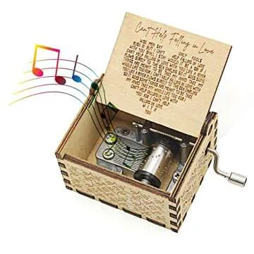 BYYKIT Can't Help Falling in Love Wood Music Box, Antique Engraved Musical Boxes Case for Love One Wooden Music Box - Gifts for Lover, Boyfriend, Girlfriend, Husband, Wife (WOOD)