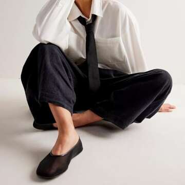 Dsevht Stylish Mesh Ballet Flats for Women - Slip On Comfortable Shoes Black