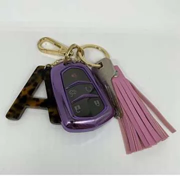 Trendy Leopard Print Initial Keychain for Women