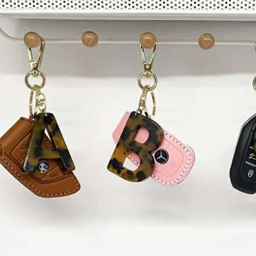 Trendy Leopard Print Initial Keychain for Women