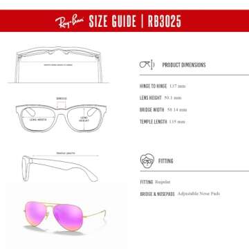 Ray-Ban RB3025 AVIATOR LARGE METAL 112/4T 58M Matte Gold/Crystal Lens Green Mirror Fuxia Sunglasses For Men For Women + BUNDLE with Designer iWear Kit