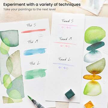 ARTEZA Water Brush Pen Set - 6 Refillable Brushes for Painting