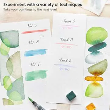 ARTEZA Water Brush Pen Set - 6 Refillable Brushes for Painting