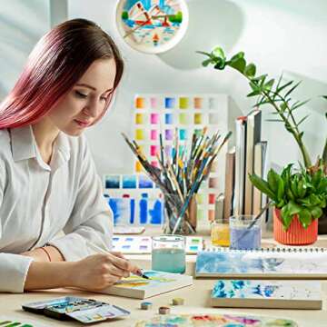 ARTEZA Water Brush Pen Set - 6 Refillable Brushes for Painting