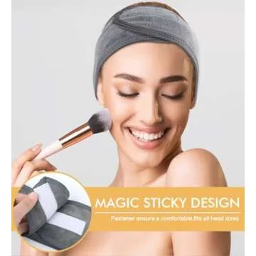 SINLAND Spa Headband for Women 3 Counts Adjustable Makeup Hair Band with Magic Tape,Head Wrap for Face Care, Makeup and Sports