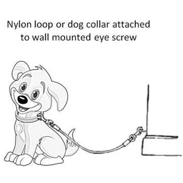 Dog Training Tie Out Cable, 3 Ft Begging Jumping Destructive Chewing Housetraining Counter Surfing Teething Puppy Potty Training Tether Chew Proof Cable (Tie-Down with Eye Screw)