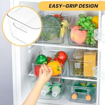 CiWiVOKi Clear Plastic Storage Bins, Set of 12, Multi-Use Organization and Storage Containers for Pantry, Cabinet, Refrigerator, Freezer, Bathroom, Organizer Bins for Home & Kitchen