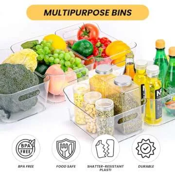 CiWiVOKi Clear Plastic Storage Bins, Set of 12, Multi-Use Organization and Storage Containers for Pantry, Cabinet, Refrigerator, Freezer, Bathroom, Organizer Bins for Home & Kitchen