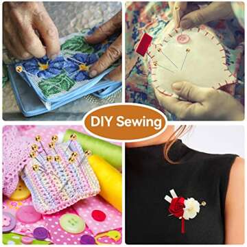 Sewing Pins, 100pcs Straight Pins Golden Pearlized Ball Head Pins Straight Pin for Fabric Straight Q...