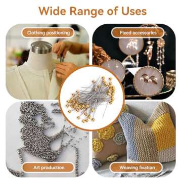 Sewing Pins, 100pcs Straight Pins Golden Pearlized Ball Head Pins Straight Pin for Fabric Straight Quilting Pin with Plastic Box for DIY Sewing Craft Dressmaker Jewelry Decoration