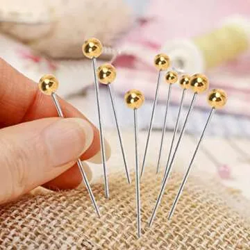Sewing Pins, 100pcs Straight Pins Golden Pearlized Ball Head Pins Straight Pin for Fabric Straight Quilting Pin with Plastic Box for DIY Sewing Craft Dressmaker Jewelry Decoration