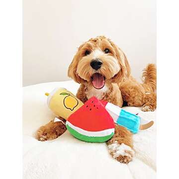 TONBO Summertime Combo - Crinkle Plush Cute Dog Toys, Popsicle, Watermelon, Lemonade (Summertime Combo)