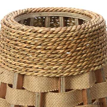 Hosley's 24" High Wood and Grass Floor Vase. Ideal Gift for Weddings, Home Decor, Long Dried Floral, Spa, Aromatherapy, Umbrella/Cane Stand O6 Natural