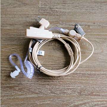 FilmPro Headset & Tubeez Combo - Walkie Talkie Surveillance Headset w/Threaded Acoustic Coil. No More Stick or Itch! (Tan FilmPro + Desert Storm Tubeez)