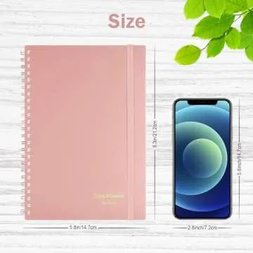 Daily Planner Undated, Asten To Do List Notebook Hourly Schedule Planner Spiral Appointment Planner Notebook for Men and Women, Day Planner for ADHD, Work Planner with Inner Pocket 8.3"x5.8",Pale Pink