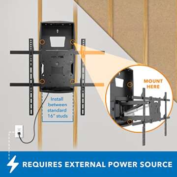 Mount-It! Motorized Fireplace TV Wall Mount, Electric TV Mount with Height Adjustable Drop Down Arms for Mantel Installation, Fits 65, 70, 75, 80 Inch Screens