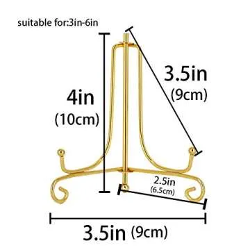 LIONWEI LIONWELI 4 Inch Gold Iron Plate Stand Holder Easel Display Stand for Plate?Picture?Photo and More,4 pcs.
