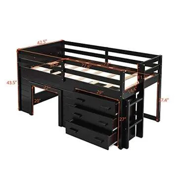 Stylish SOFTSEA Twin Loft Bed with Storage Drawers
