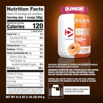 Dymatize ISO100 Protein Powder, Dunkin' Flavor, Gluten-Free
