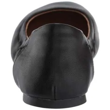 Amazon Essentials Women's Belice Ballet Flat, Black Faux Leather, 7