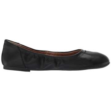 Amazon Essentials Women's Belice Ballet Flat, Black Faux Leather, 7