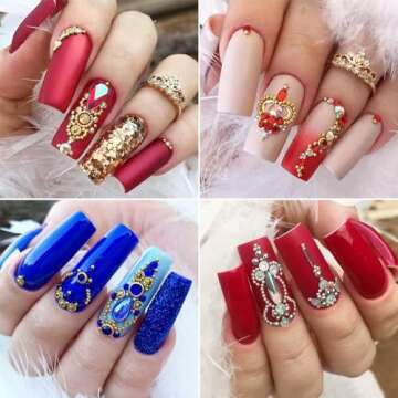 3D Nails Art Metal Charms Studs Jewels Mixed Sizes Gold Silver Micro Caviar Beads Ball Nail Rivets J...