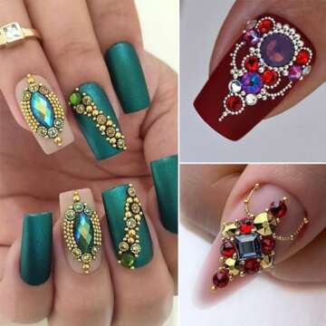 3D Nails Art Metal Charms Studs Jewels Mixed Sizes Gold Silver Micro Caviar Beads Ball Nail Rivets Jewelry Manicure DIY Crafts Decorations Accessories……